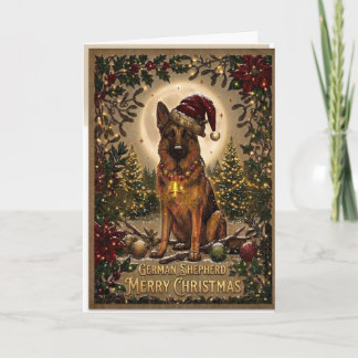 Carte classique vintage de Noël Chien de Berger Al