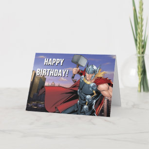 Carte Classiques Avengers   Thor sautant avec Mjolnir