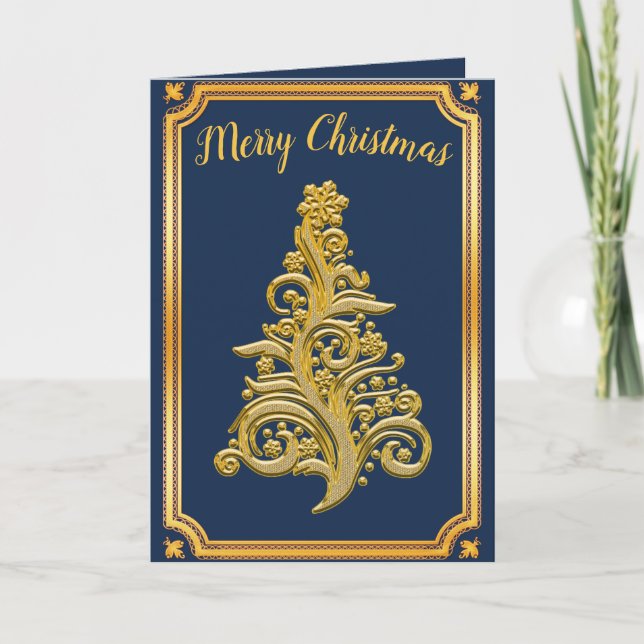 Carte Classy Golden Christmas Tree (Devant)
