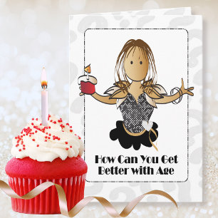 Carte Classy Modern Funny Ethnic Femme Cartoon Anniversa