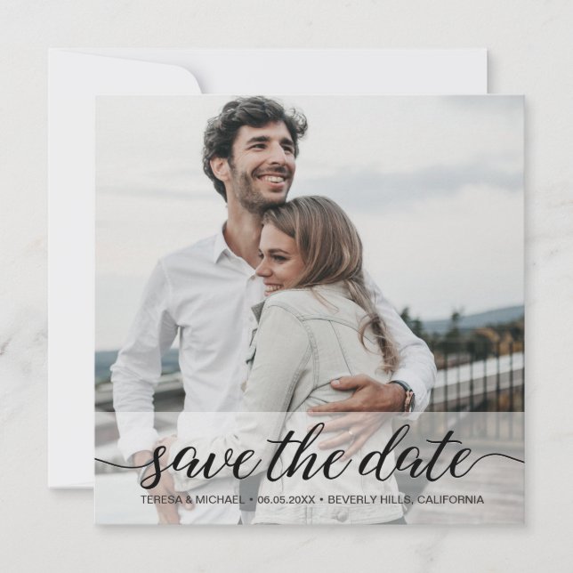 Carte Classy Modern Simple Photo Enregistrer la date Mar (Devant)