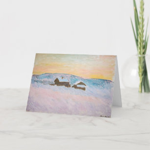 Carte Claude Monet - Norvège Paysage, Maisons Bleues