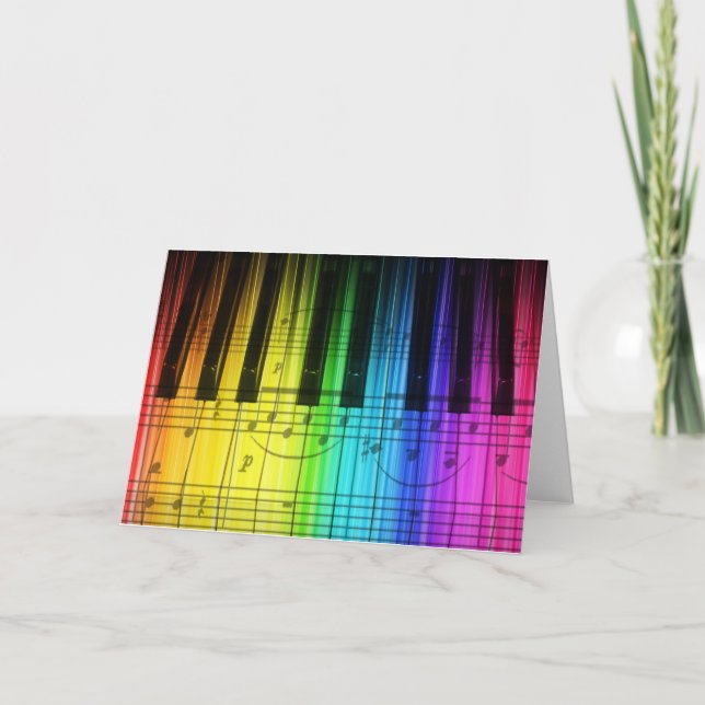 Carte Clavier et notes de piano d'arc-en-ciel (Devant)