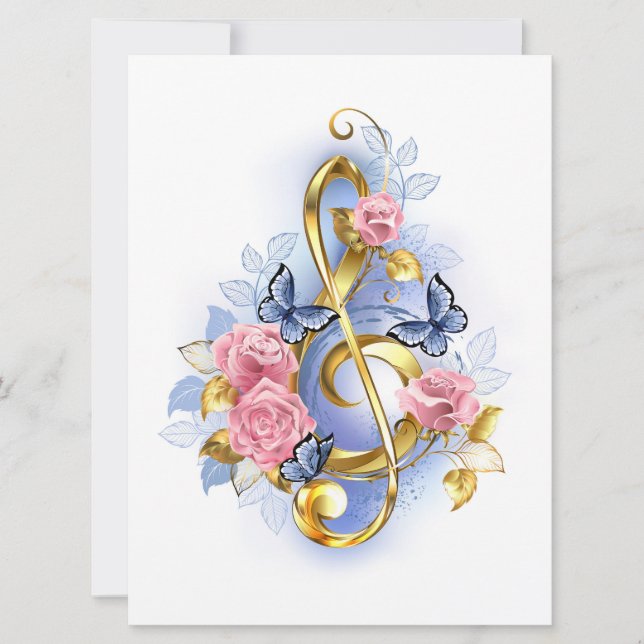 Carte Clé de fer avec roses roses roses (Devant)