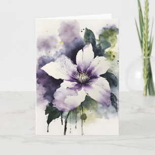 Carte Clematis - Fleurs aquarelles