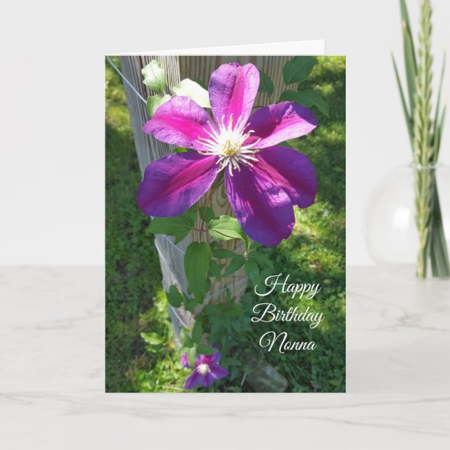 Carte Clématite pourpre de fleur de Nonna de joyeux (Devant)