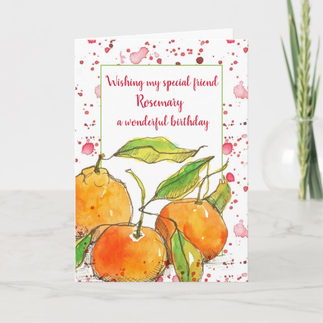 Carte Clementines Fruit Joyeux Ami Anniversaire Personna (Devant)