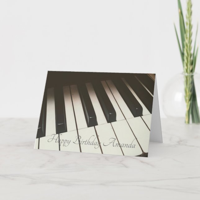 Carte Clés de piano noir et blanc élégant Photographie (Devant)