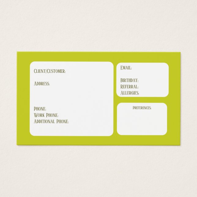 Carte client (Devant)