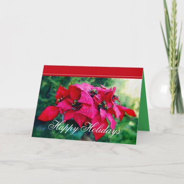 Carte client Poinsettia Happy Holidays (Devant)