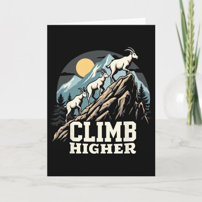 Carte Climb Higher Mountain Goat Adventure Motivational  (Devant)