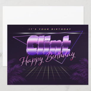 Carte Clint Name Prénom lila retro Map Anniversaire