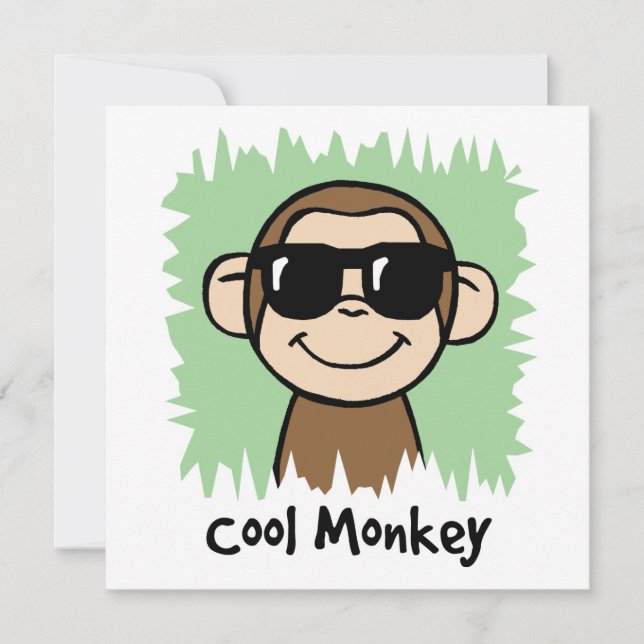 Carte Clip de dessin Cool singe avec lunettes de soleil (Devant)