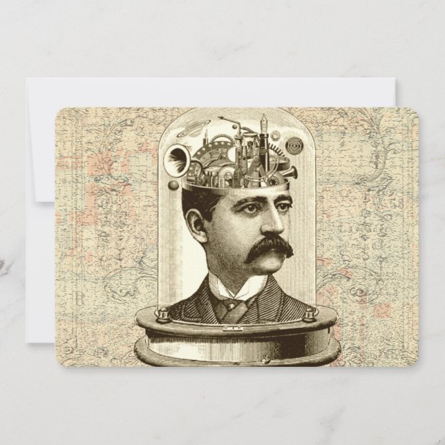 Carte Clocage Cerveau STEAMPUNK vintage (Devant)