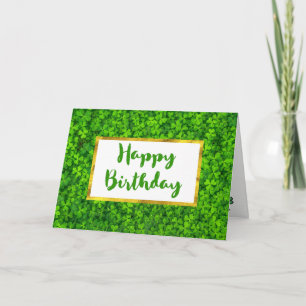 Carte Cloches vertes avec cadre à huile d'or FAUX Annive