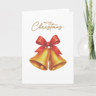 Carte Cloches Vintages minimes et ruban "Joyeux Noël"