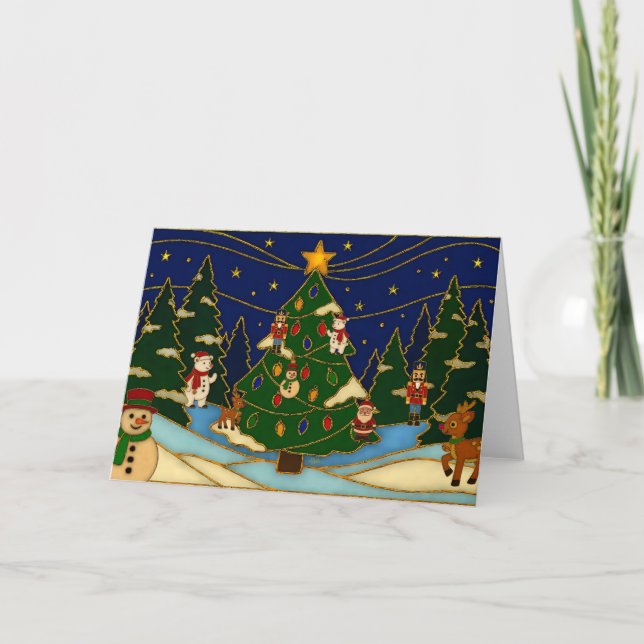 Carte Cloisonne Art Whimsical Forest Classic Christmas  (Devant)