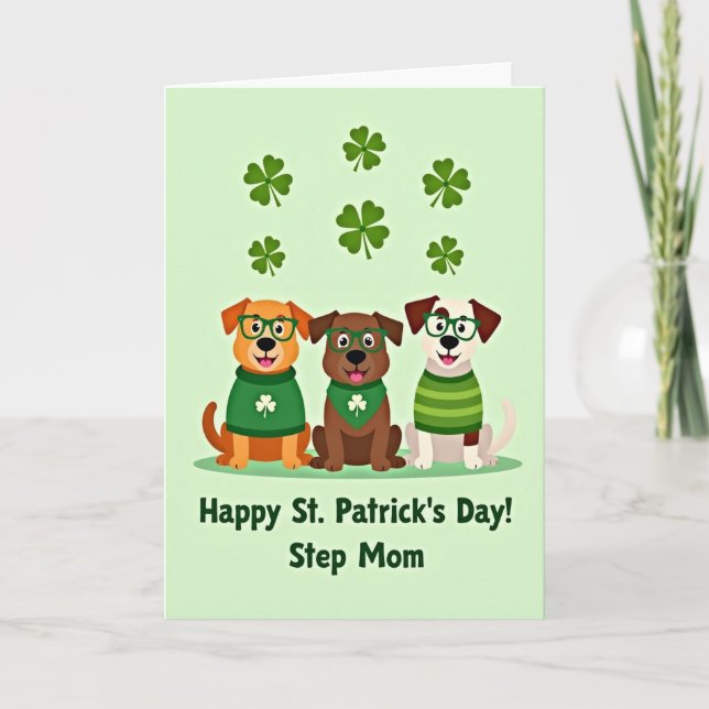 Carte Clover Dogs Pattern Holiday Card (Devant)