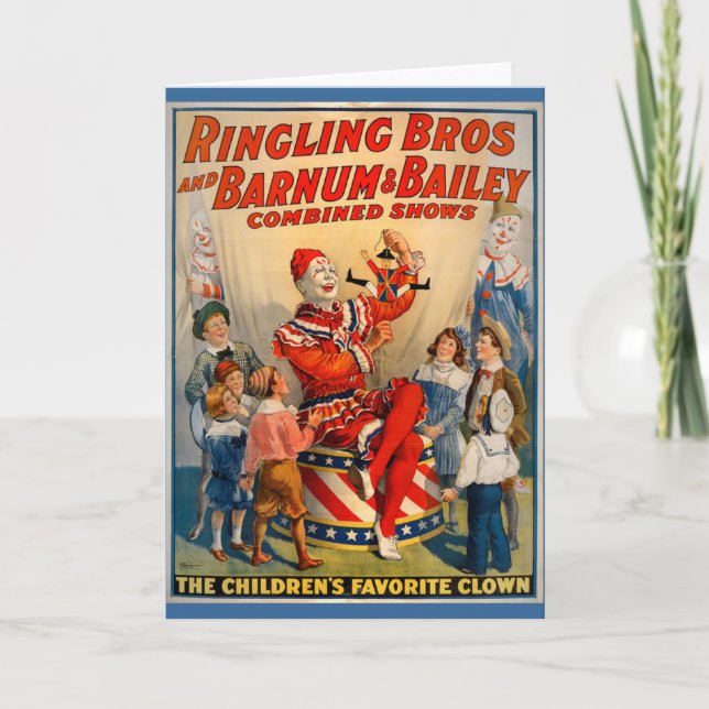 Carte Clown Cirque Vintage KRW (Devant)