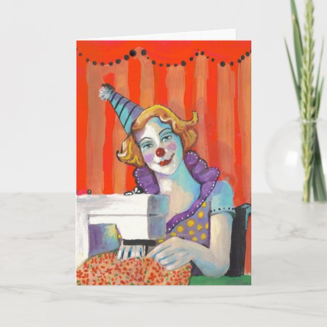 Carte Clown coudre mon maillot d'anniversaire Crafter (Devant)