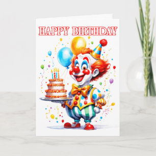 Carte Clown de Fête d'Anniversaire Joyeuse