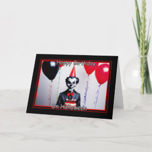 Carte Clown déplaisant - Joyeux anniversaire à Halloween