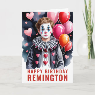 Carte Clown élégant noir et blanc