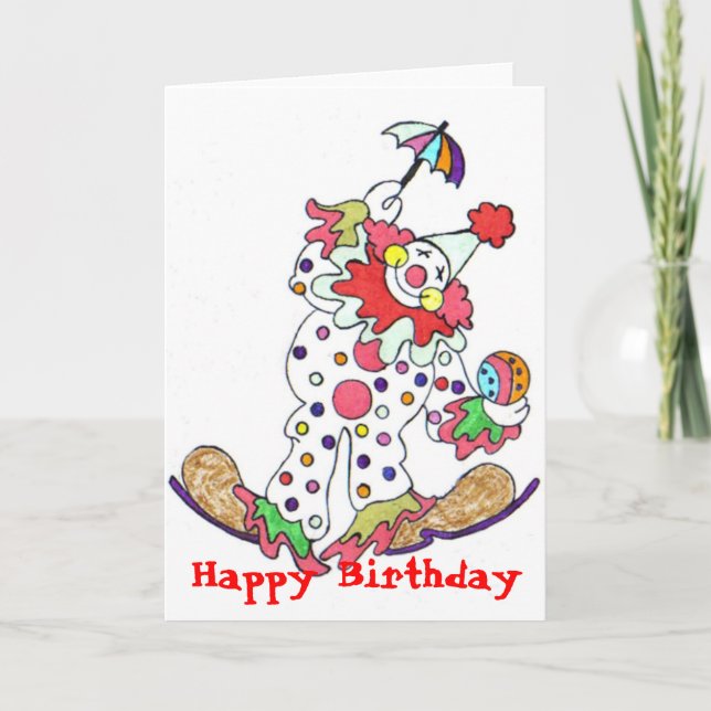 Carte Clown, joyeux anniversaire (Devant)