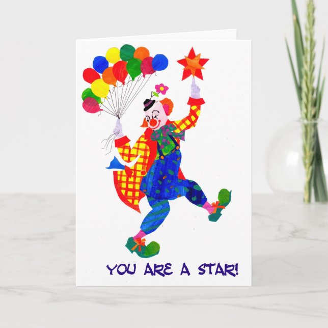 Carte clown 'You are a star' (Devant)