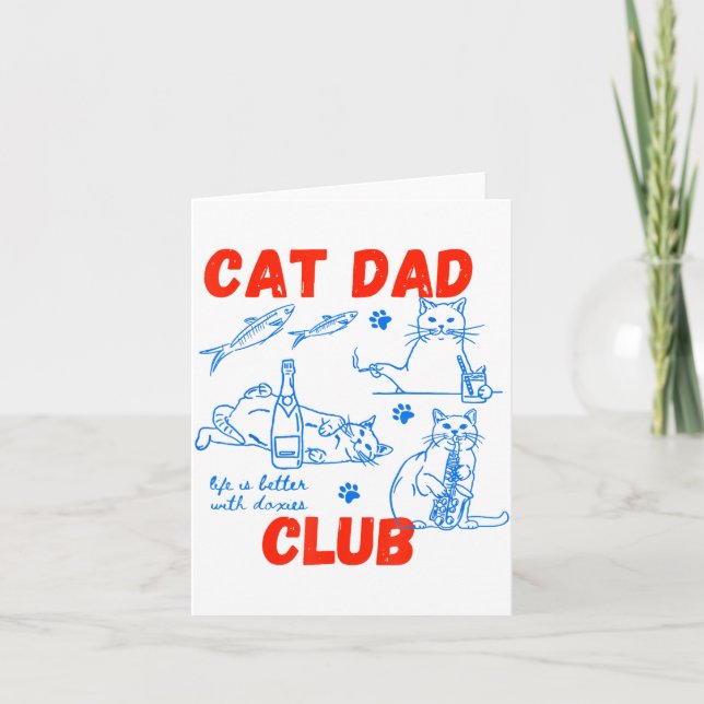 Carte Club De Papa Chat Rétro La Vie Est Mieux Avec Des  (Devant)