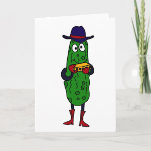 Carte CM - Drôle Pickle Jouer Harmonica Cartoon