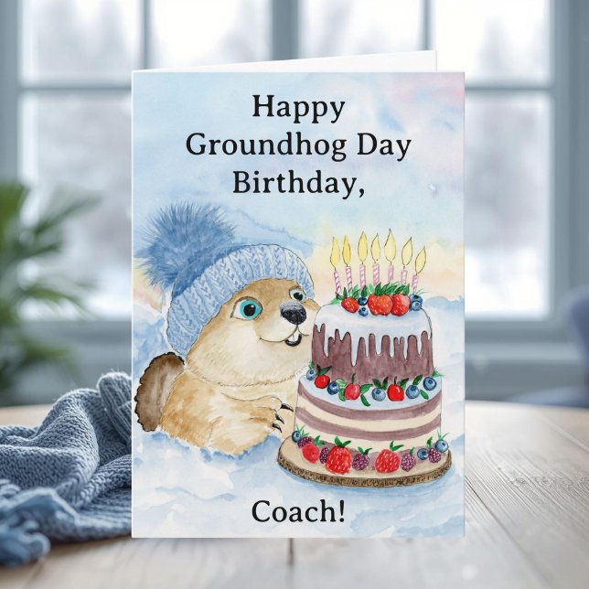 Carte Coach Happy Groundhog Day Birthday  (Créateur téléchargé)