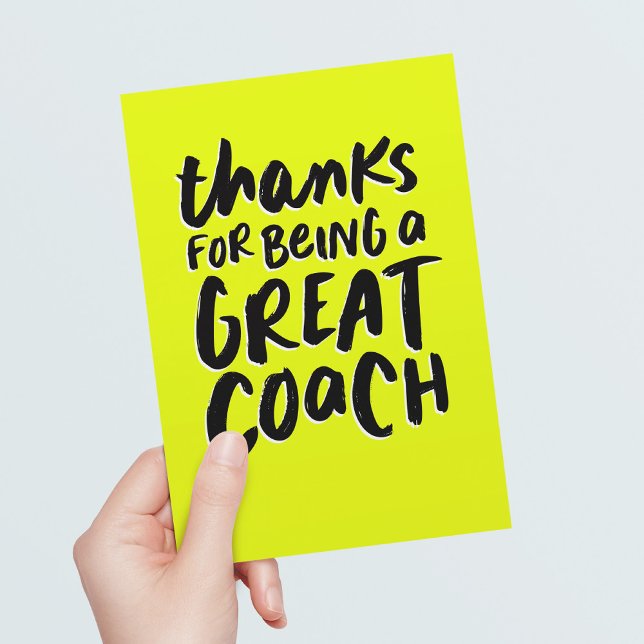 Carte Coach merci lumineux néon jaune ludique sports (Créateur téléchargé)