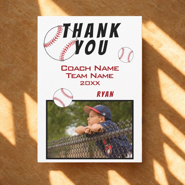 Carte Coach Merci Photo Baseball (Créateur téléchargé)