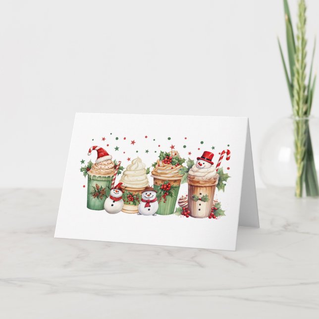 Carte Coccinelle de Noël Boissons Traitements de Vacance (Devant)