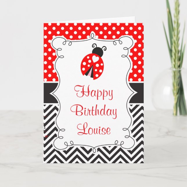 Carte Coccinelle Fête d'anniversaire  (Devant)