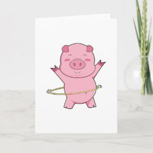 Carte Cochon à la salle de sport avec un anneau