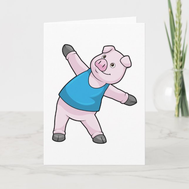 Carte Cochon à la Stretching de Yoga (Devant)