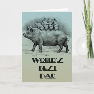 Carte Cochon avec Fête des pères de porcelets