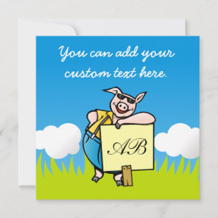 Carte Cochon avec signe