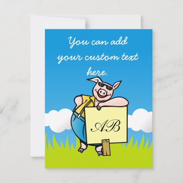 Carte Cochon avec signe (Devant)