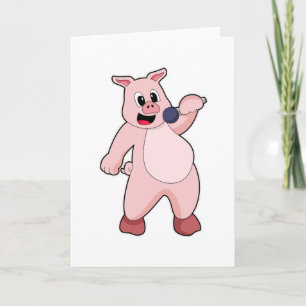 Carte Cochon chantant avec un microphone