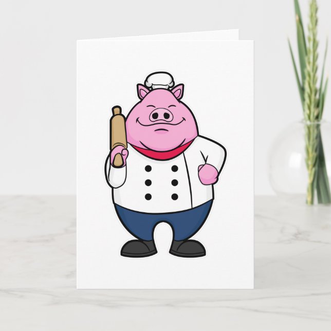 Carte Cochon comme cuisson avec broche à rouleaux (Devant)