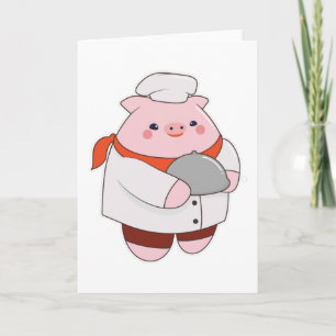 Carte Cochon cuisinier avec plat