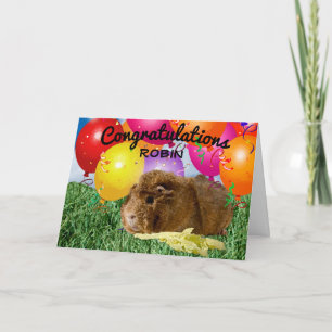Carte Cochon de Guinée et ballons adorables   Félicitati