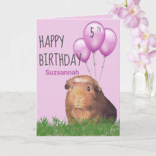 Carte Cochon d'Inde Anniversaire Âge Personnalisé Ballon