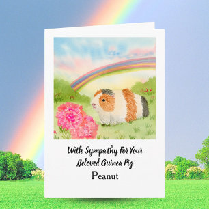 Carte Cochon d'Inde Arc-en-Ciel Sympathie avec Œillets N