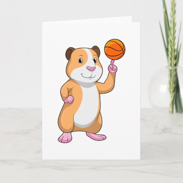 Carte Cochon d'Inde joueur de basket-ball avec Basketbal (Devant)