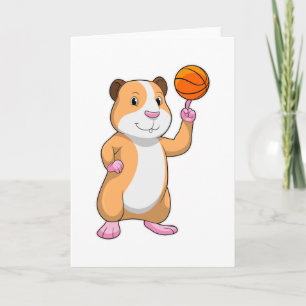 Carte Cochon d'Inde joueur de Basketball avec Basketball