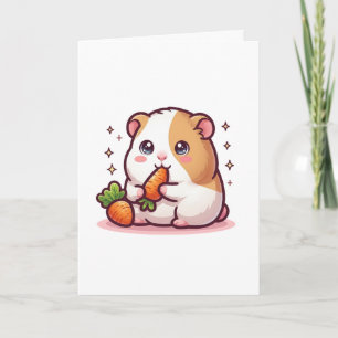 Carte Cochon d'Inde Kawaii Mangeant des Carottes – Amate